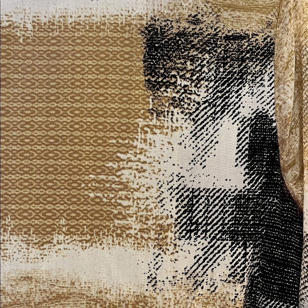 Sara Michelle Black and Gold Patterned Cardigan over black shirt. XLarge - Picture 7 of 11